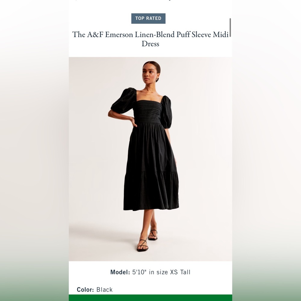 Abercrombie&Fitch linen blend puff sleeve midi dress